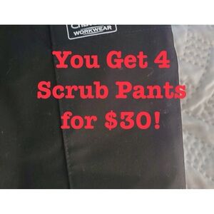 (4) Pairs of Unisex Cherokee Cargo Scrub Pants (Black)